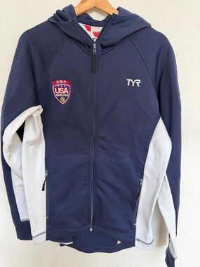 TYR Navy and White USA Water Polo Olympic development program Hoodie Jacket